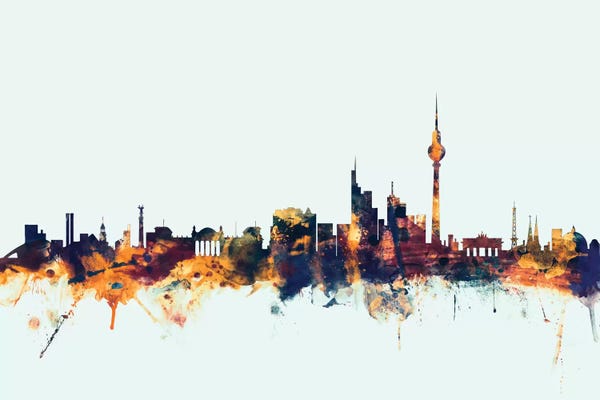 Berlin: Berlin, Germany On Blue by Michael Tompsett