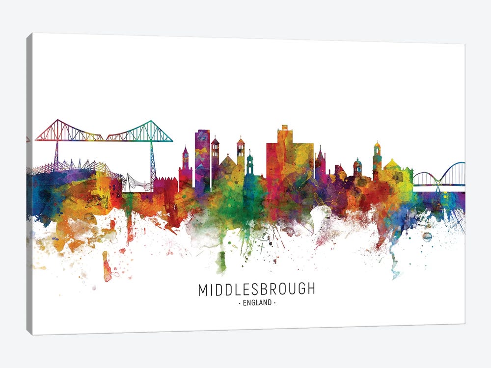 Middlesbrough England Skyline by Michael Tompsett 1-piece Canvas Art Print