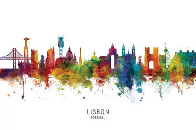 Lisbon Portugal Skyline by Michael Tompsett multi panel art
