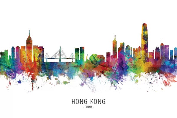 China: Hong Kong China Skyline by Michael Tompsett
