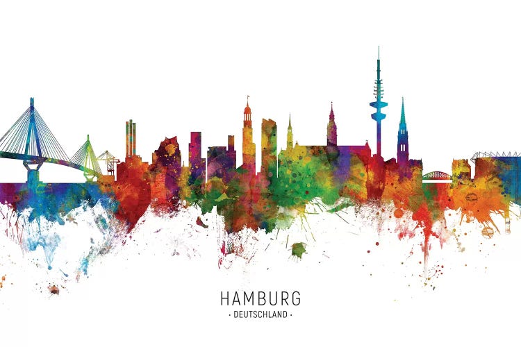 Hamburg Germany Skyline by Michael Tompsett wall art