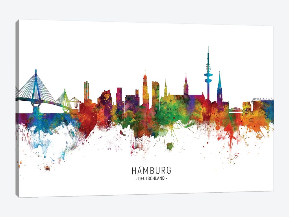 Hamburg Germany Skyline by Michael Tompsett 1-piece Canvas Art Print