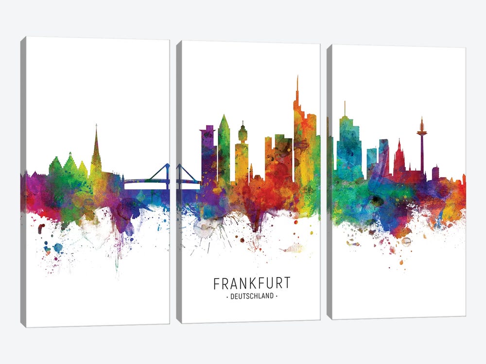 Frankfurt Germany Skyline by Michael Tompsett 3-piece Canvas Art
