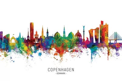 Copenhagen Denmark Skyline by Michael Tompsett framed wall art