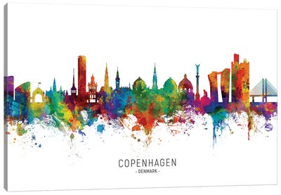 Copenhagen Denmark Skyline Canvas Art Print - Denmark Art
