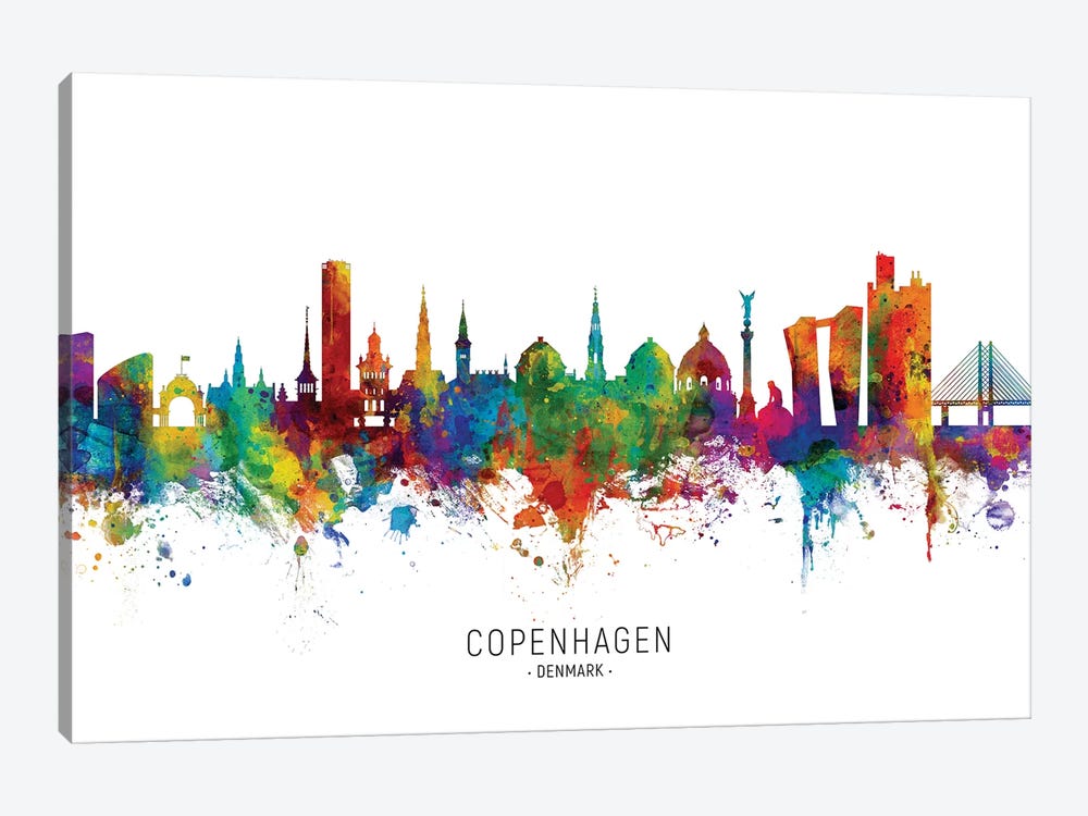 Copenhagen Denmark Skyline by Michael Tompsett 1-piece Canvas Art Print