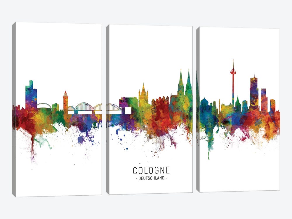 Cologne Germany Skyline by Michael Tompsett 3-piece Canvas Artwork