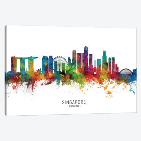 Singapore Skyline Canvas Print #MTO2070} by Michael Tompsett Canvas Art Print