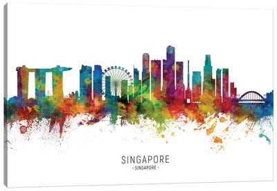 Singapore Skyline Canvas Art Print - Scenic & Nature Typography