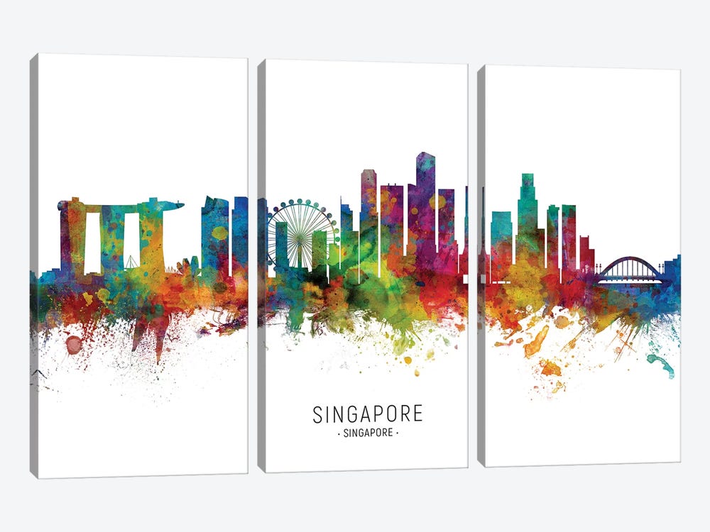 Singapore Skyline by Michael Tompsett 3-piece Canvas Artwork
