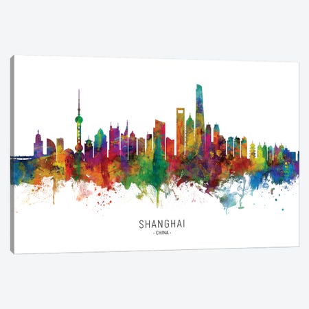 Shanghai China Skyline Canvas Print #MTO2071} by Michael Tompsett Canvas Art Print