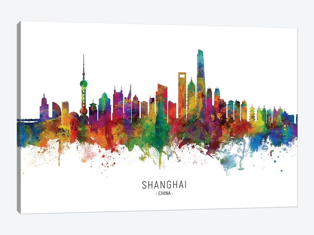 Shanghai China Skyline by Michael Tompsett 1-piece Art Print