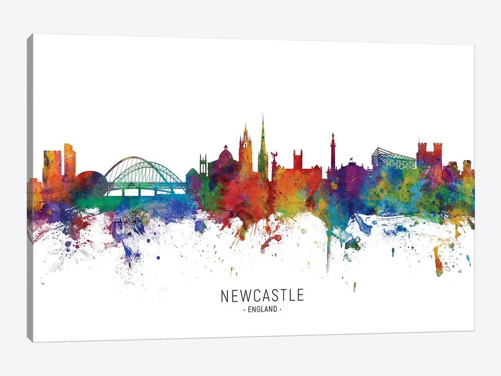 Newcastle England Skyline by Michael Tompsett 1-piece Canvas Art
