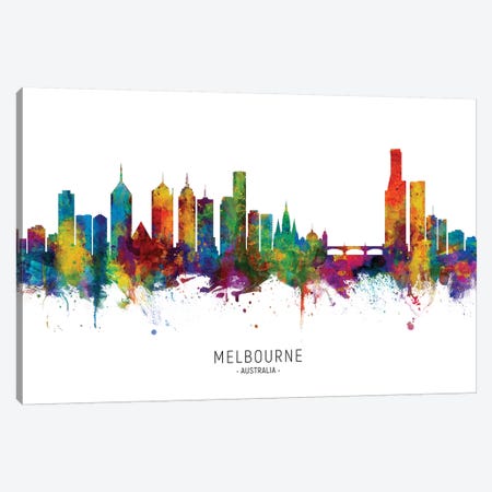 Melbourne Australia Skyline Canvas Print #MTO2076} by Michael Tompsett Canvas Art