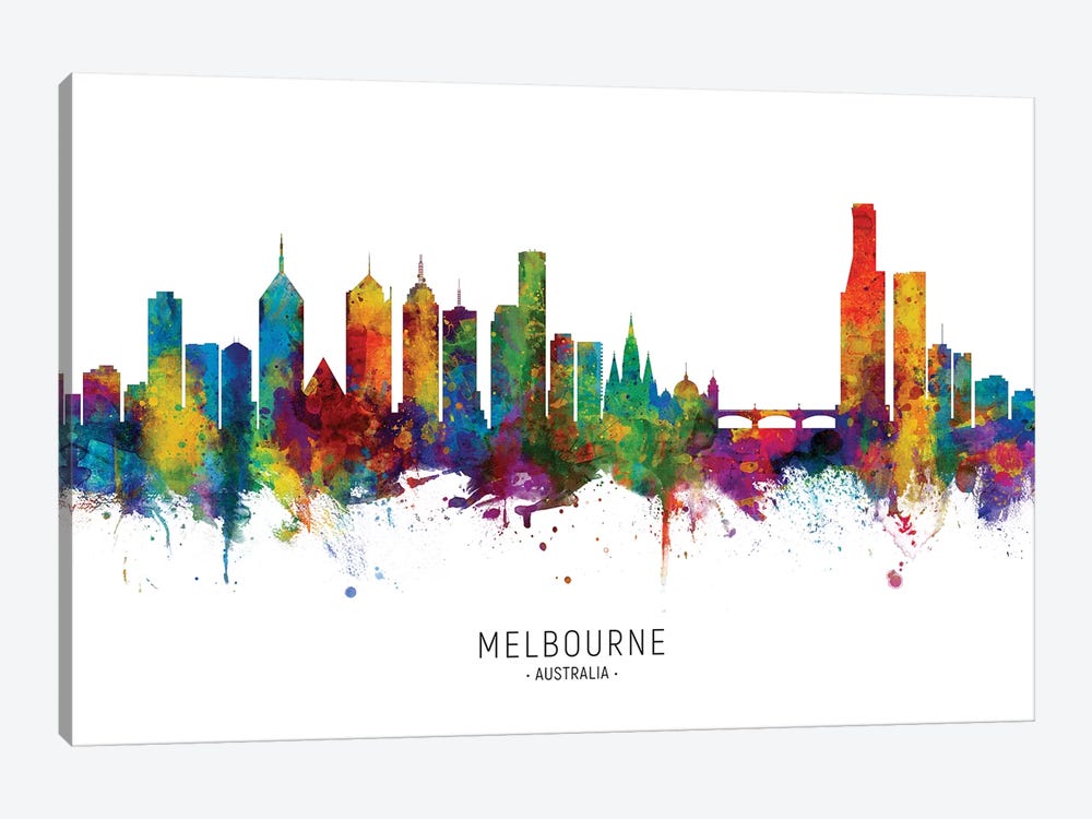 Melbourne Australia Skyline by Michael Tompsett 1-piece Canvas Art