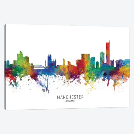 Manchester England Skyline Canvas Print #MTO2077} by Michael Tompsett Canvas Wall Art
