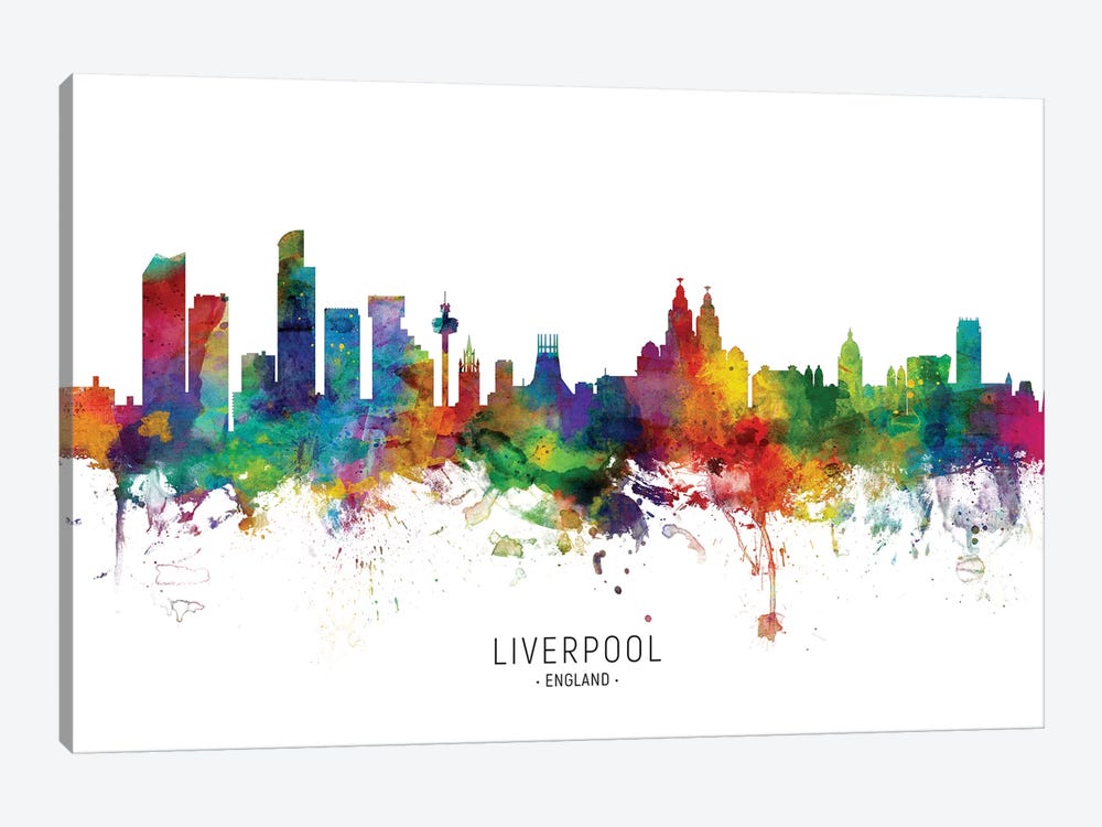 Liverpool England Skyline by Michael Tompsett 1-piece Canvas Artwork