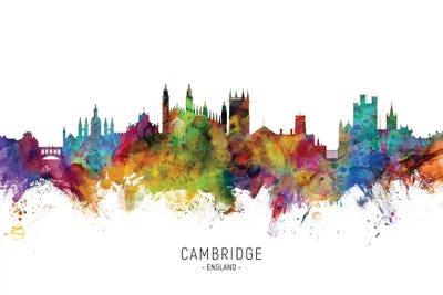 Cambridge England Skyline by Michael Tompsett art print