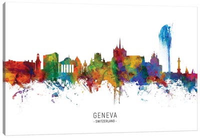 Geneva Switzerland Skyline Canvas Art Print