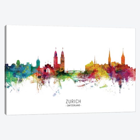 Zurich Switzerland Skyline Canvas Print #MTO2081} by Michael Tompsett Canvas Artwork