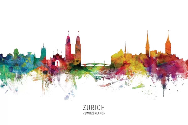 Typography: Zurich Switzerland Skyline by Michael Tompsett