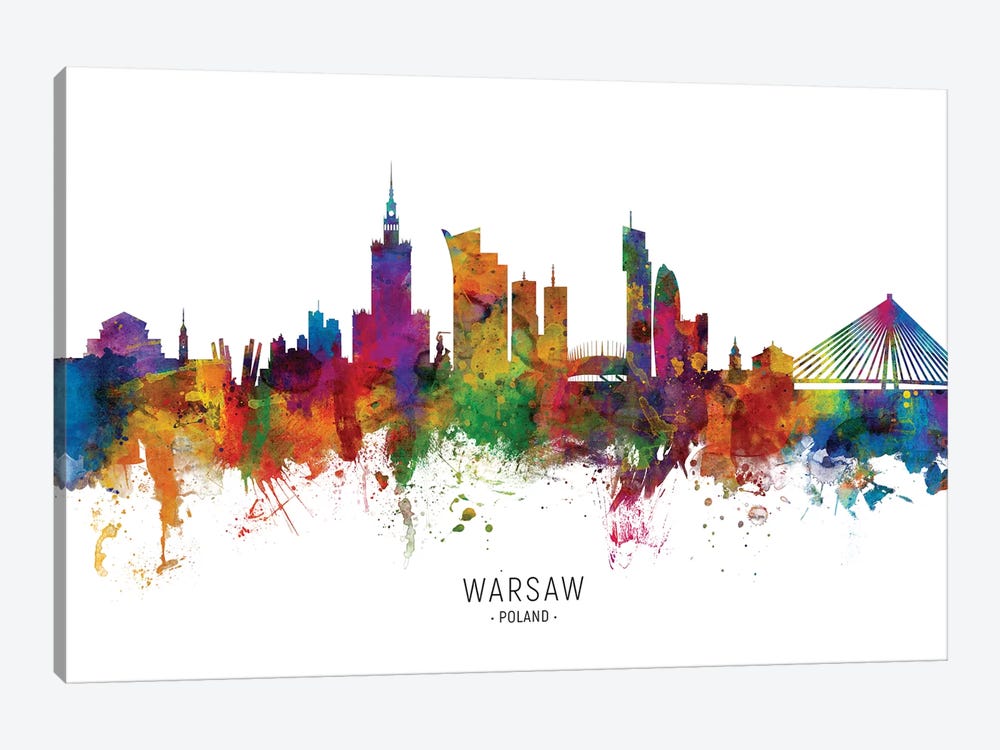 Warsaw Poland Skyline by Michael Tompsett 1-piece Art Print