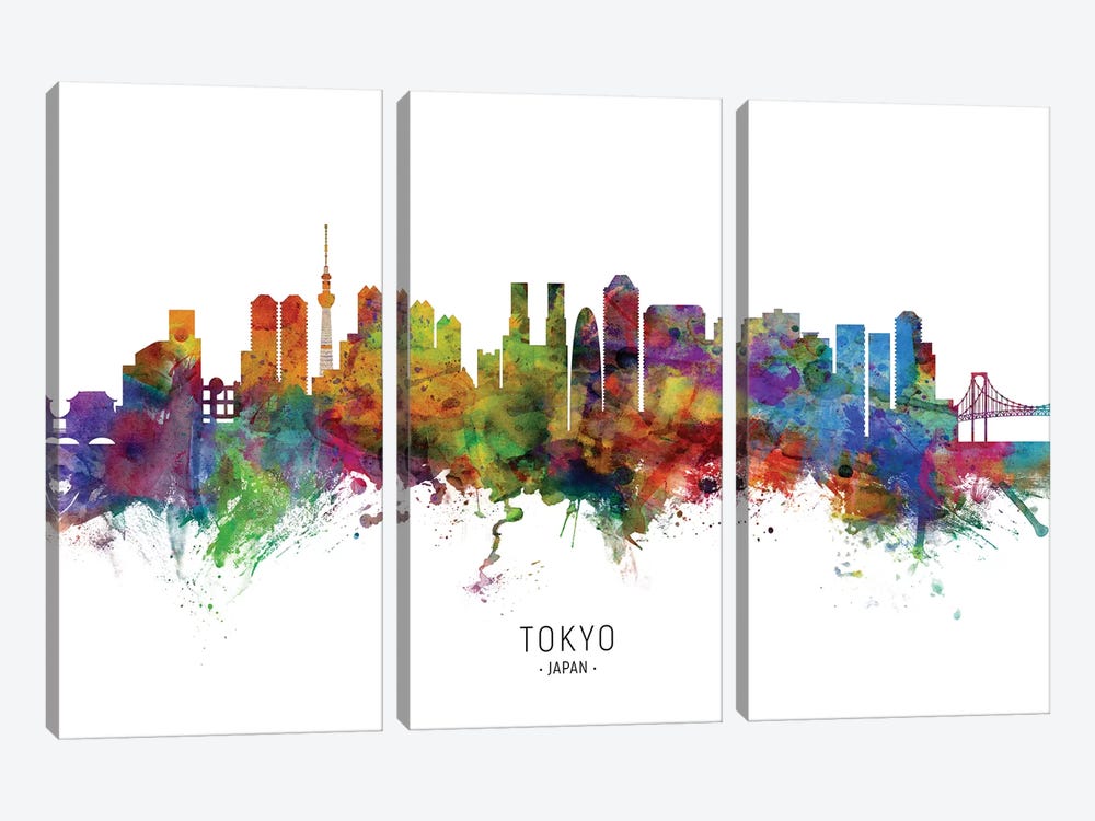 Tokyo Japan Skyline by Michael Tompsett 3-piece Canvas Art Print