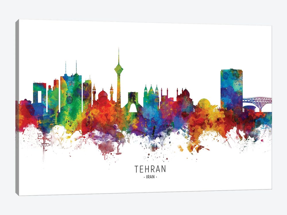 Tehran Iran Skyline by Michael Tompsett 1-piece Canvas Artwork