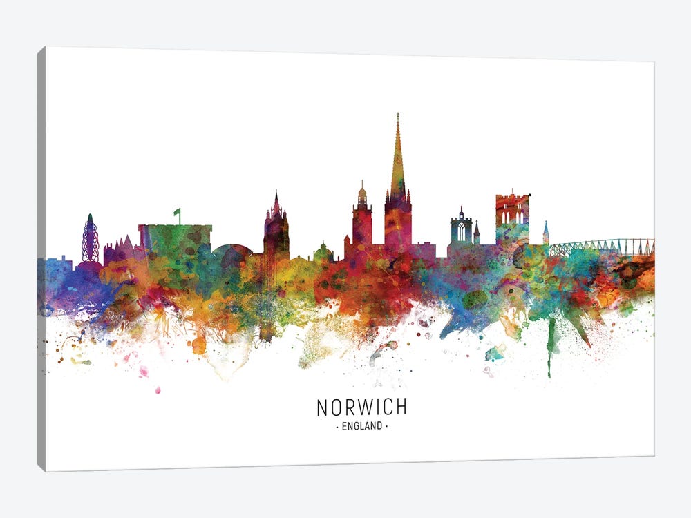 Norwich England Skyline by Michael Tompsett 1-piece Canvas Print