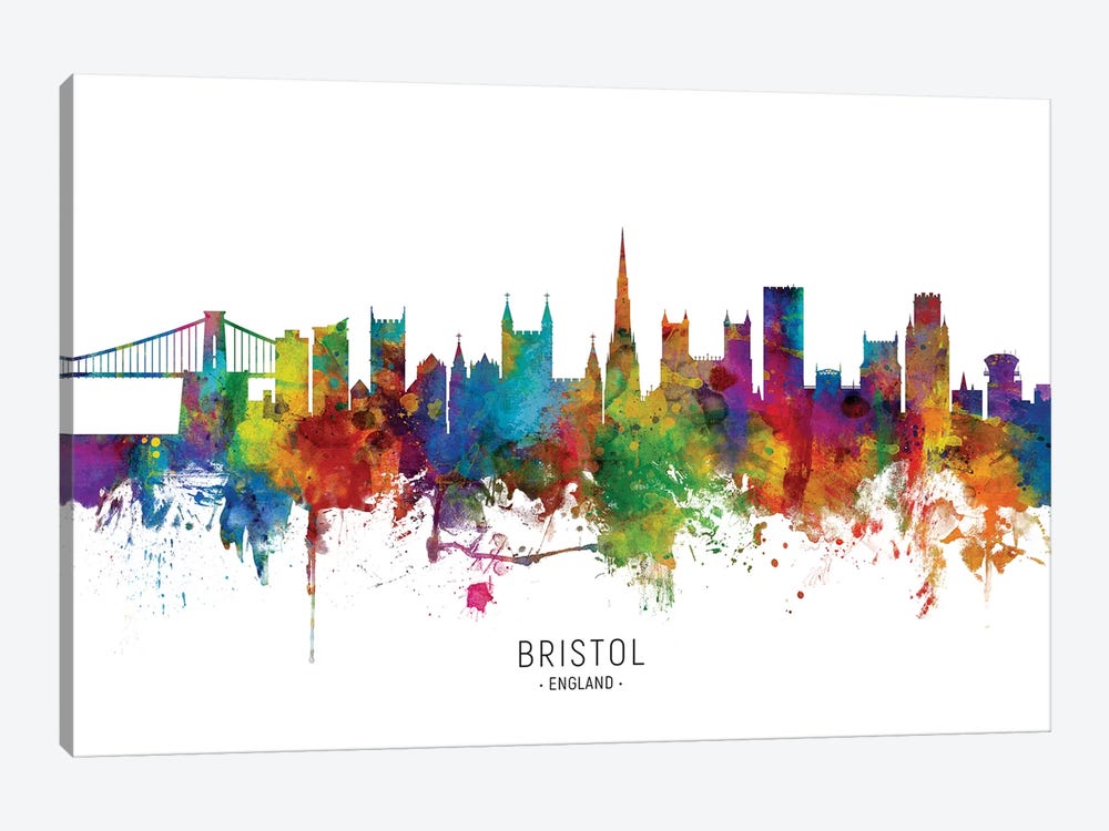 Bristol England Skyline by Michael Tompsett 1-piece Canvas Artwork