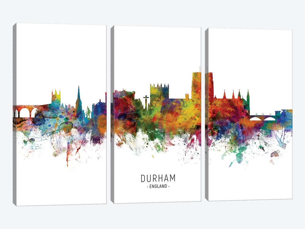 Durham England Skyline by Michael Tompsett 3-piece Canvas Art Print