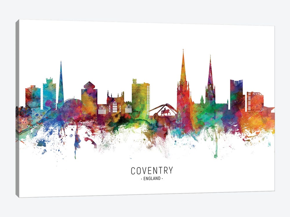 Coventry England Skyline by Michael Tompsett 1-piece Canvas Artwork