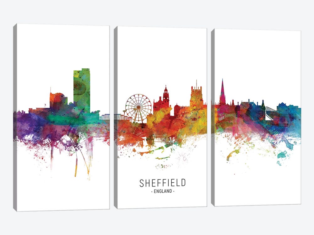 Sheffield England Skyline by Michael Tompsett 3-piece Canvas Art