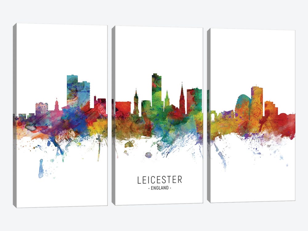 Leicester England Skyline by Michael Tompsett 3-piece Art Print