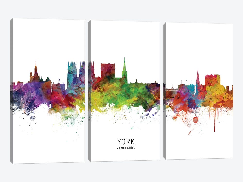 York England Skyline by Michael Tompsett 3-piece Canvas Wall Art