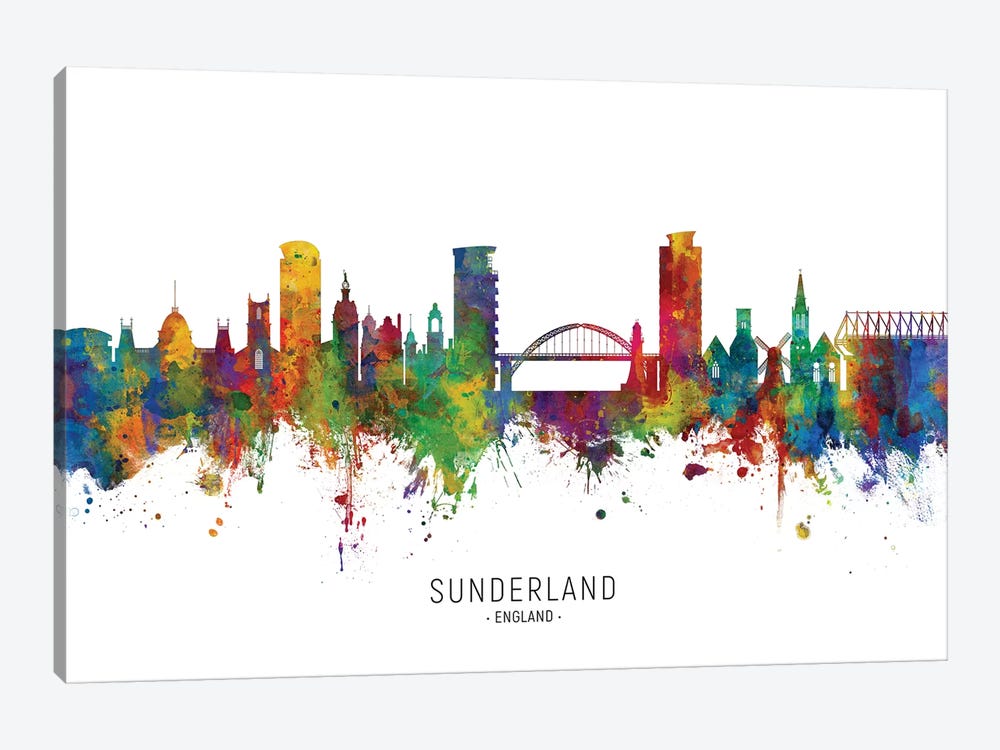 Sunderland England Skyline by Michael Tompsett 1-piece Canvas Artwork