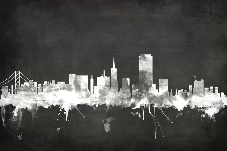 Blackboard Skyline Of  San Francisco, California, USA