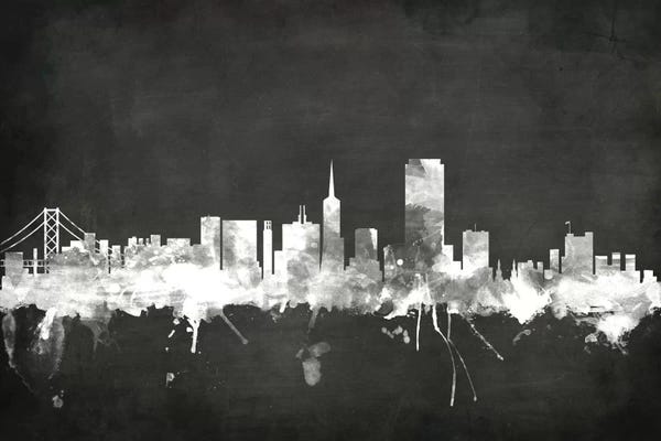 Michael Tompsett: Blackboard Skyline Of  San Francisco, California, USA by Michael Tompsett