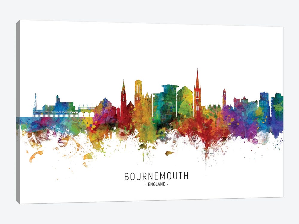 Bournemouth England Skyline by Michael Tompsett 1-piece Canvas Wall Art