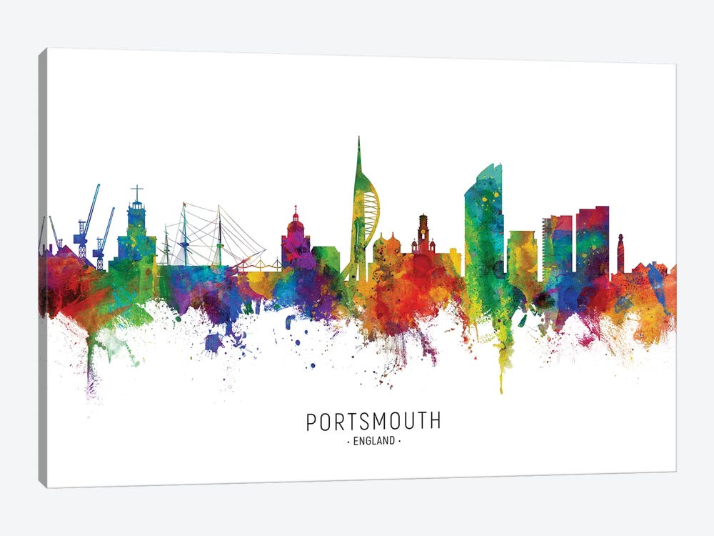 Portsmouth England Skyline by Michael Tompsett 1-piece Canvas Artwork