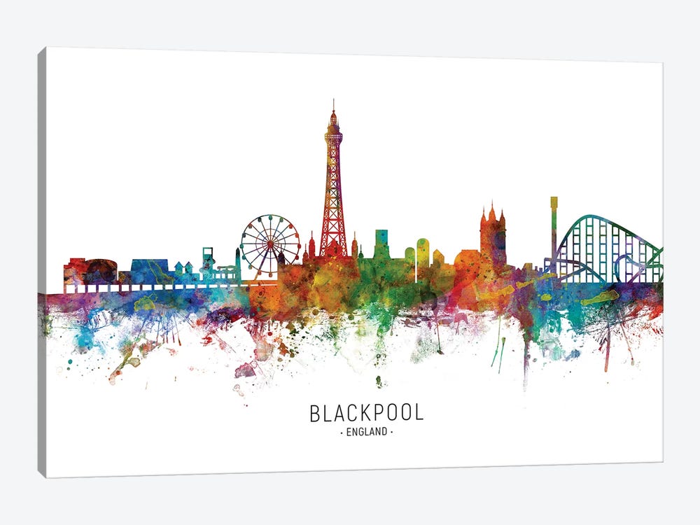 Blackpool England Skyline by Michael Tompsett 1-piece Canvas Print