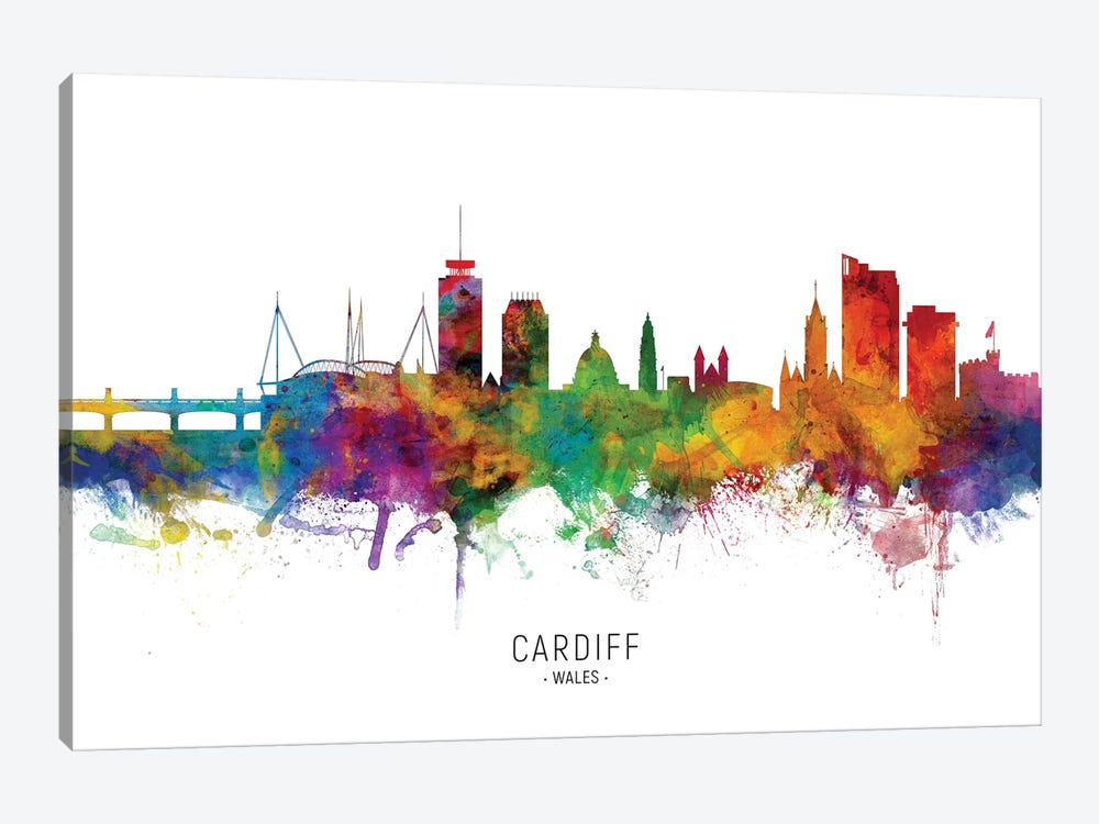 Cardiff Wales Skyline by Michael Tompsett 1-piece Canvas Artwork