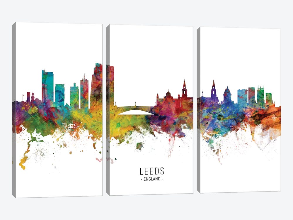 Leeds England Skyline Named by Michael Tompsett 3-piece Art Print
