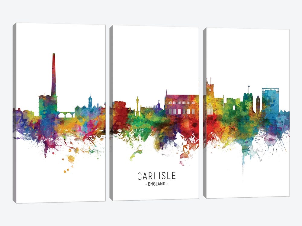 Carlisle England Skyline by Michael Tompsett 3-piece Canvas Art