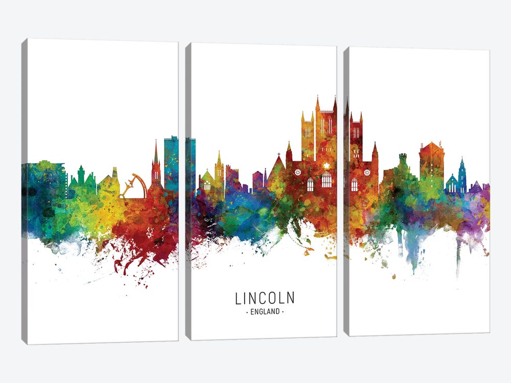 Lincoln England Skyline by Michael Tompsett 3-piece Canvas Print