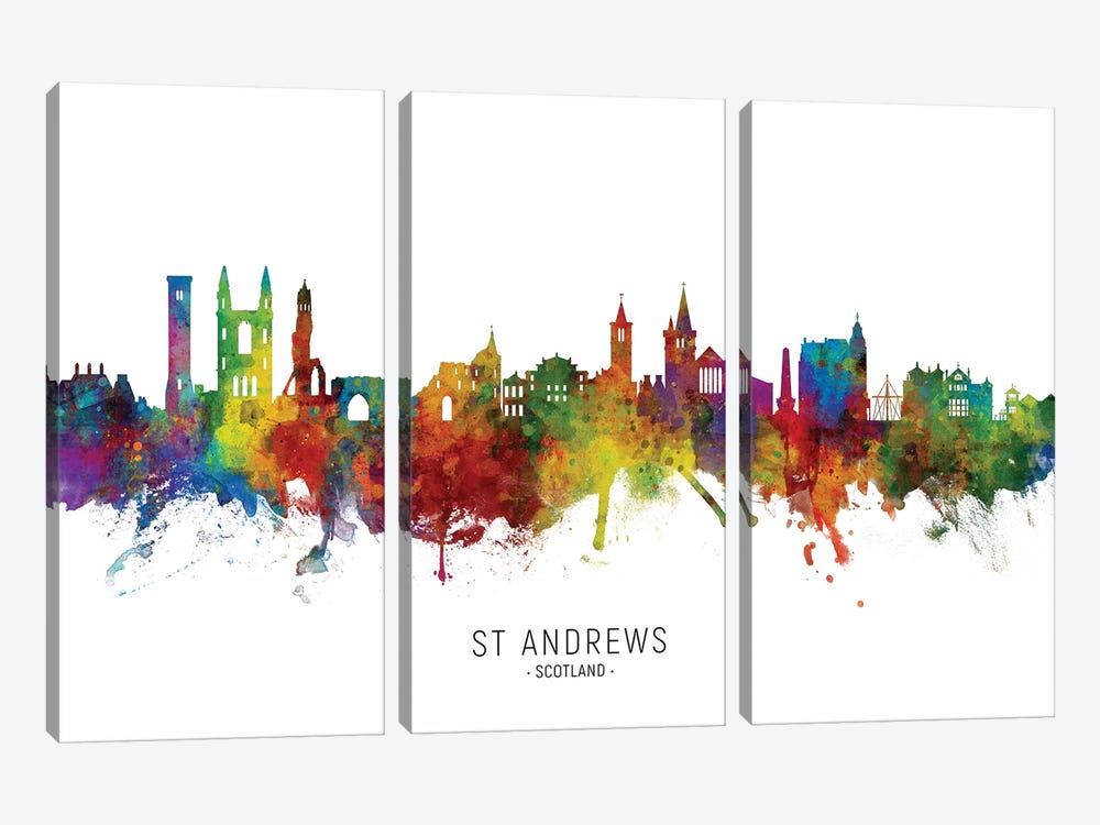 St Andrews Scotland Skyline by Michael Tompsett 3-piece Canvas Artwork