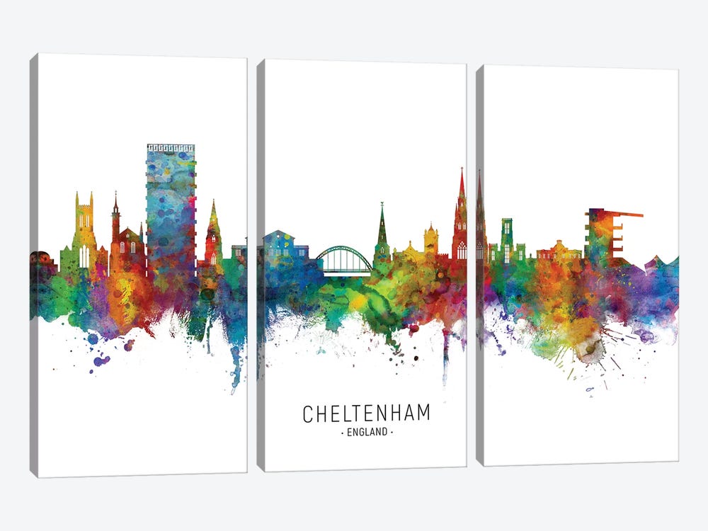 Cheltenham England Skyline by Michael Tompsett 3-piece Canvas Art Print