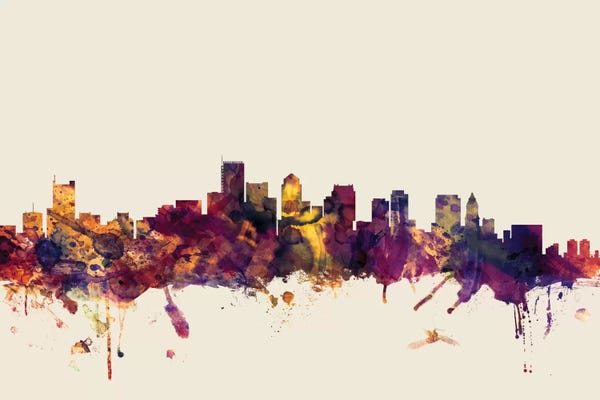 Massachusetts: Beige Background Skyline Of Boston, Massachusetts, USA I by Michael Tompsett