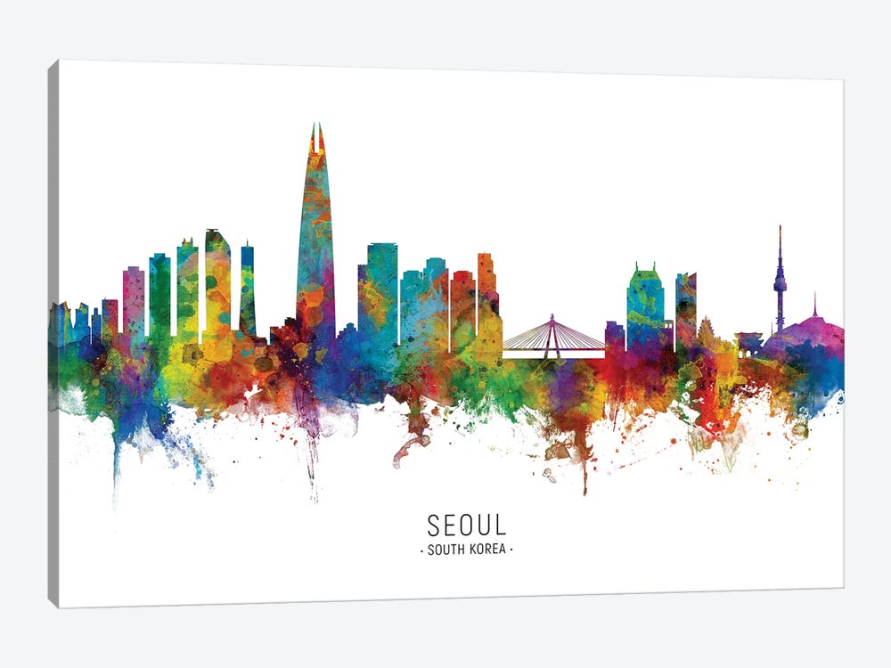 Seoul South Korea Skyline by Michael Tompsett 1-piece Canvas Print