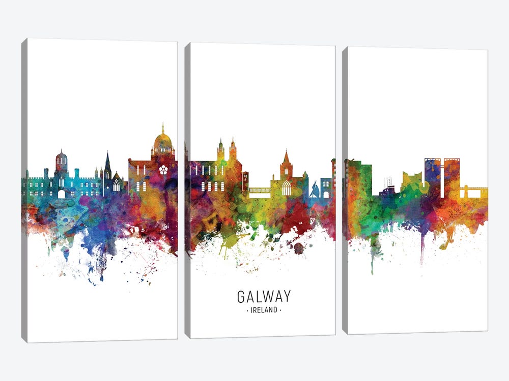 Galway Ireland Skyline by Michael Tompsett 3-piece Canvas Artwork